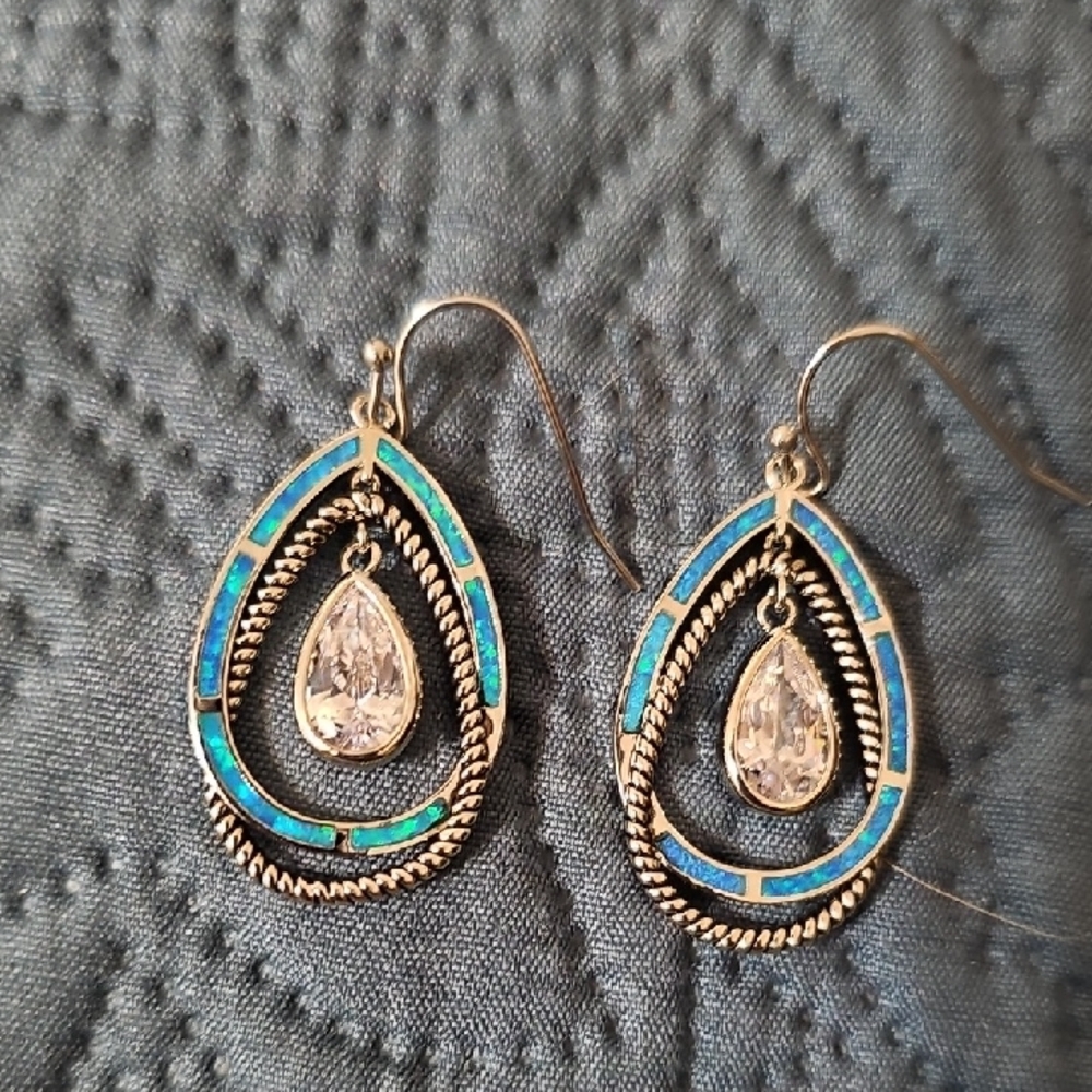 Elegant Blue and Silver Teardrop Earrings
